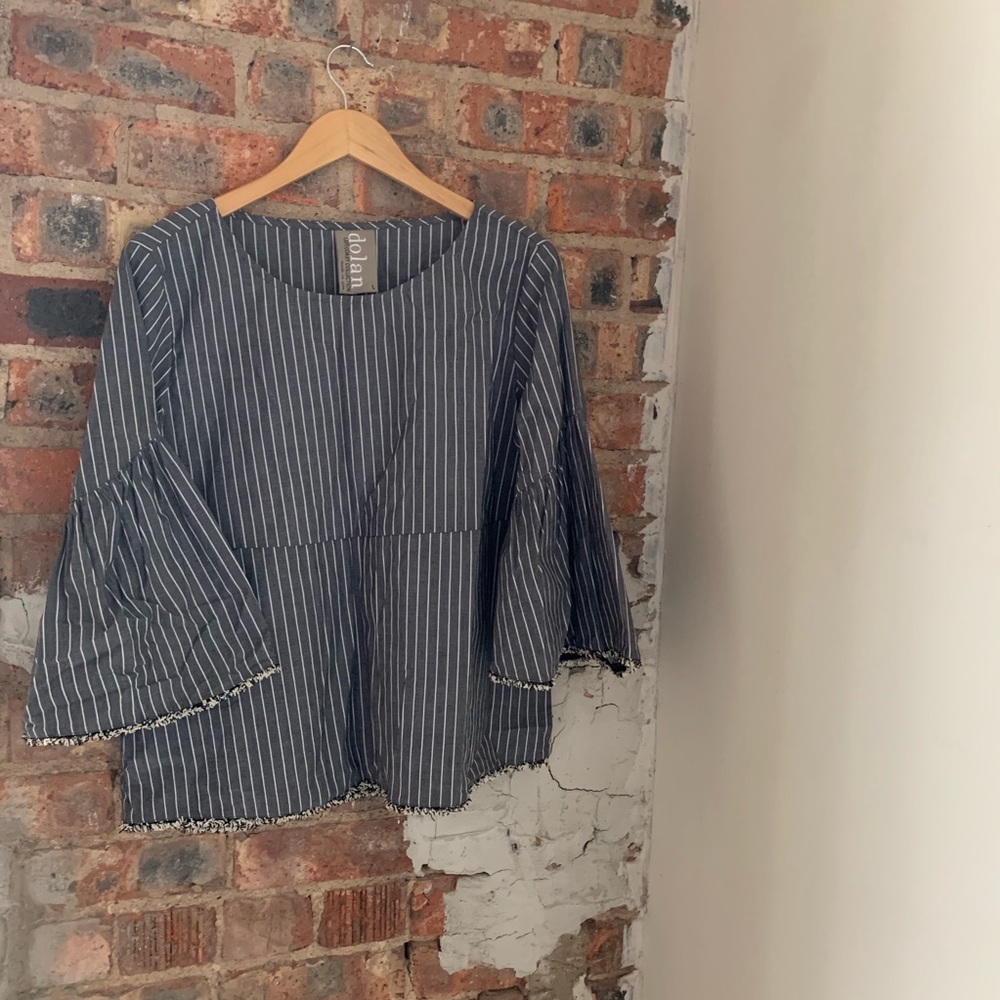 Anthropologie Dolan striped bell-sleeve blouse - Picture 3 of 7